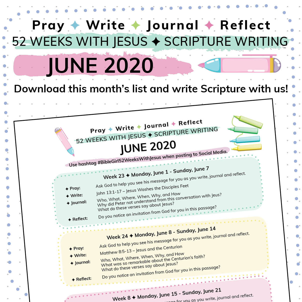 June Scripture Writing Bible Girl