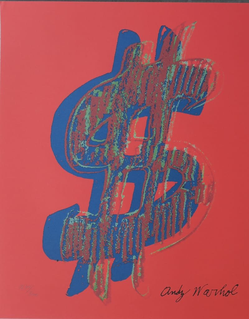 Andy WARHOL lithograph DOLLAR Sign white limited edition authenticated