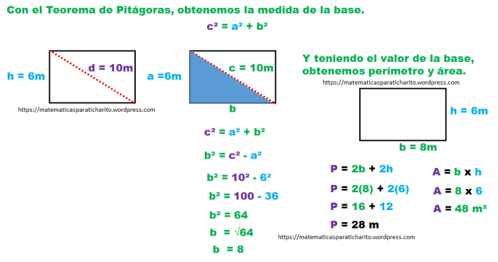 Perimetro De Un Cuadrado Con Diagonal