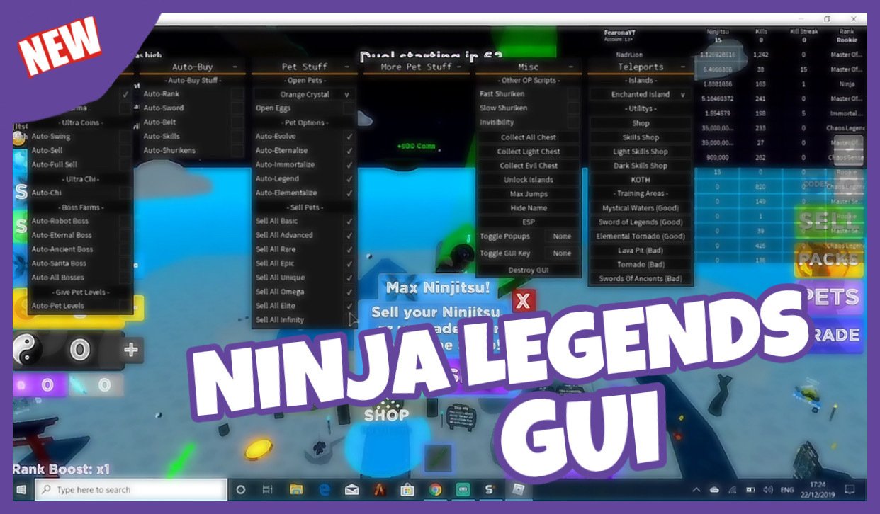 roblox ninja legends hack script pastebin