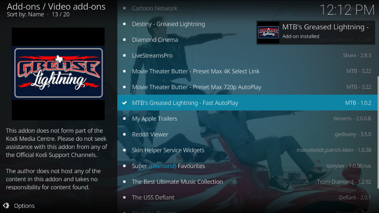 wait for grease lightning add-on installed message