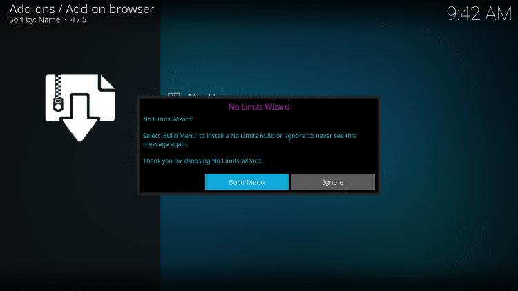 click build menu