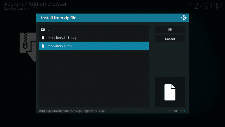 Click the zip file URL