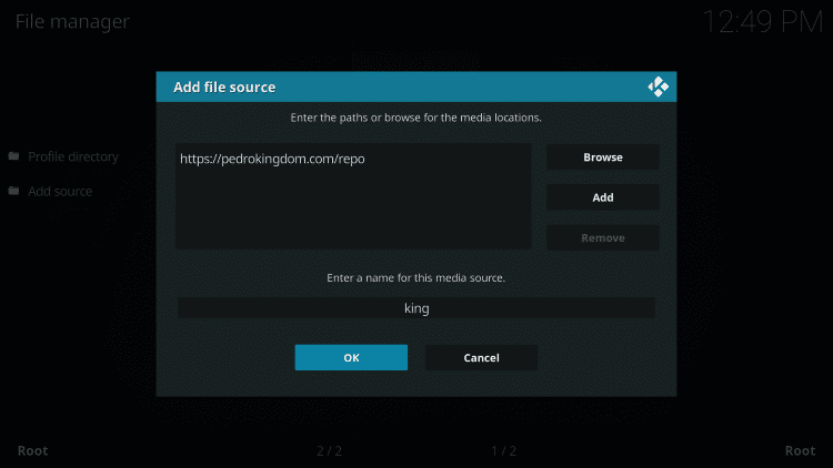 Highlight the box under the source that you just typed in and enter a name for this media source