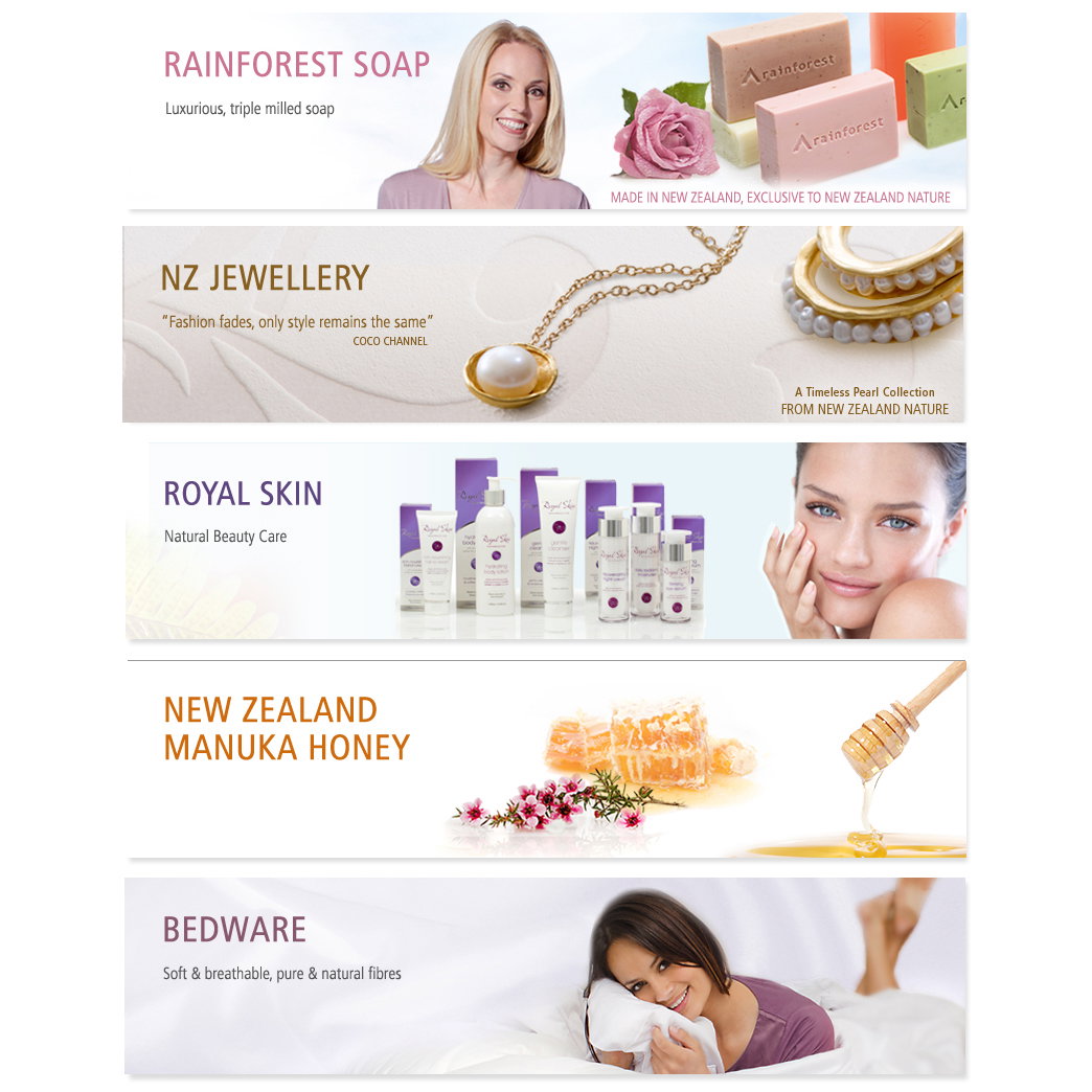 New Zealand Nature Company Website Banners For Skincare Natural
