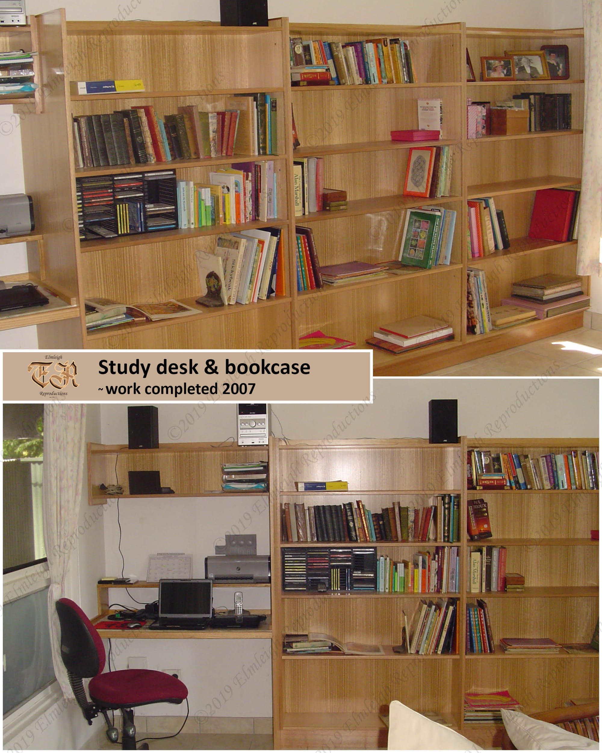 Tasmanian Oak Study Desk Bookshelf Elmleigh Reproductions