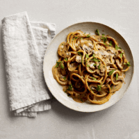 Creamy bucatini with mushrooms Creamy bucatini with mushrooms