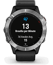 fēnix 6 avec affichage du suivi de la respiration