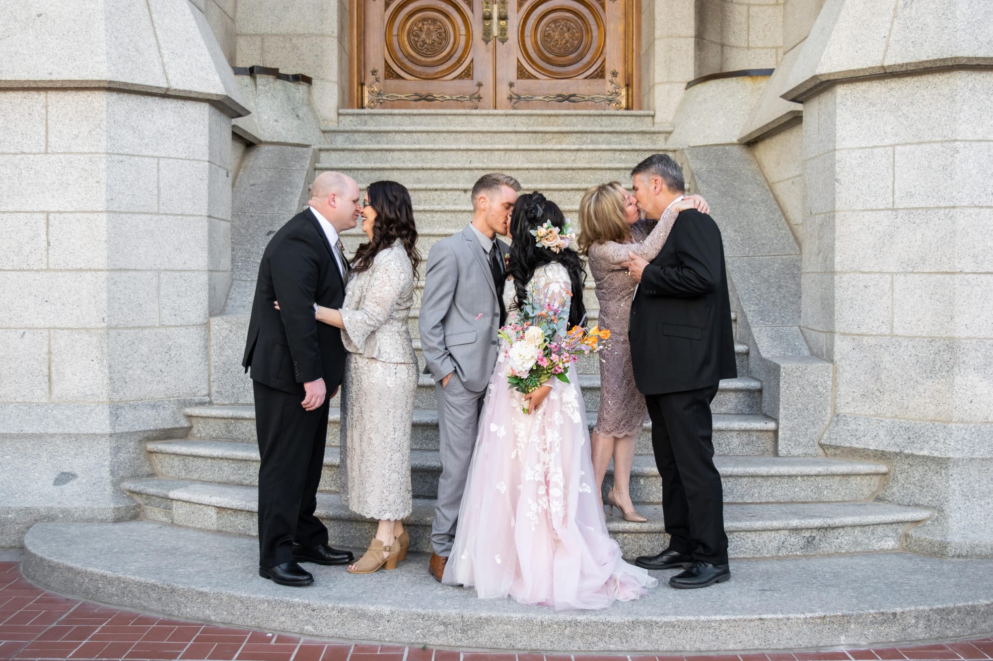 Bridal couple and their families