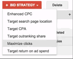 google shopping bidding options
