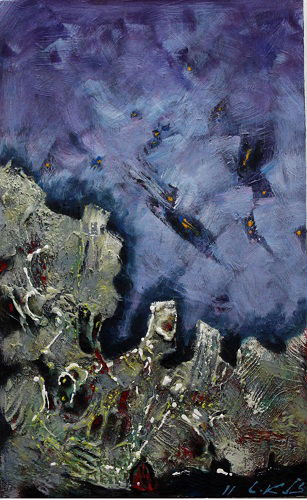 Abstract style landscape paintings