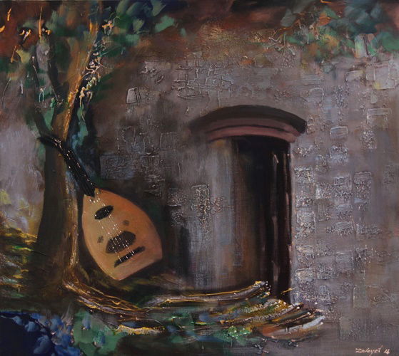 Musical instruments in abstract style