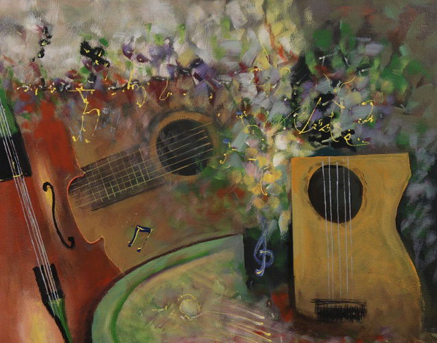 Musical instruments in abstract style